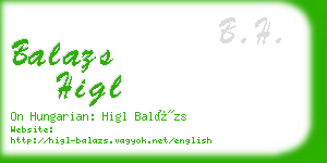 balazs higl business card